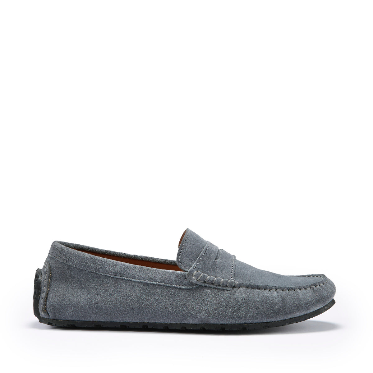Hugs & Co Mens Tyre Sole Penny Driving Loafers Slate Grey Suede