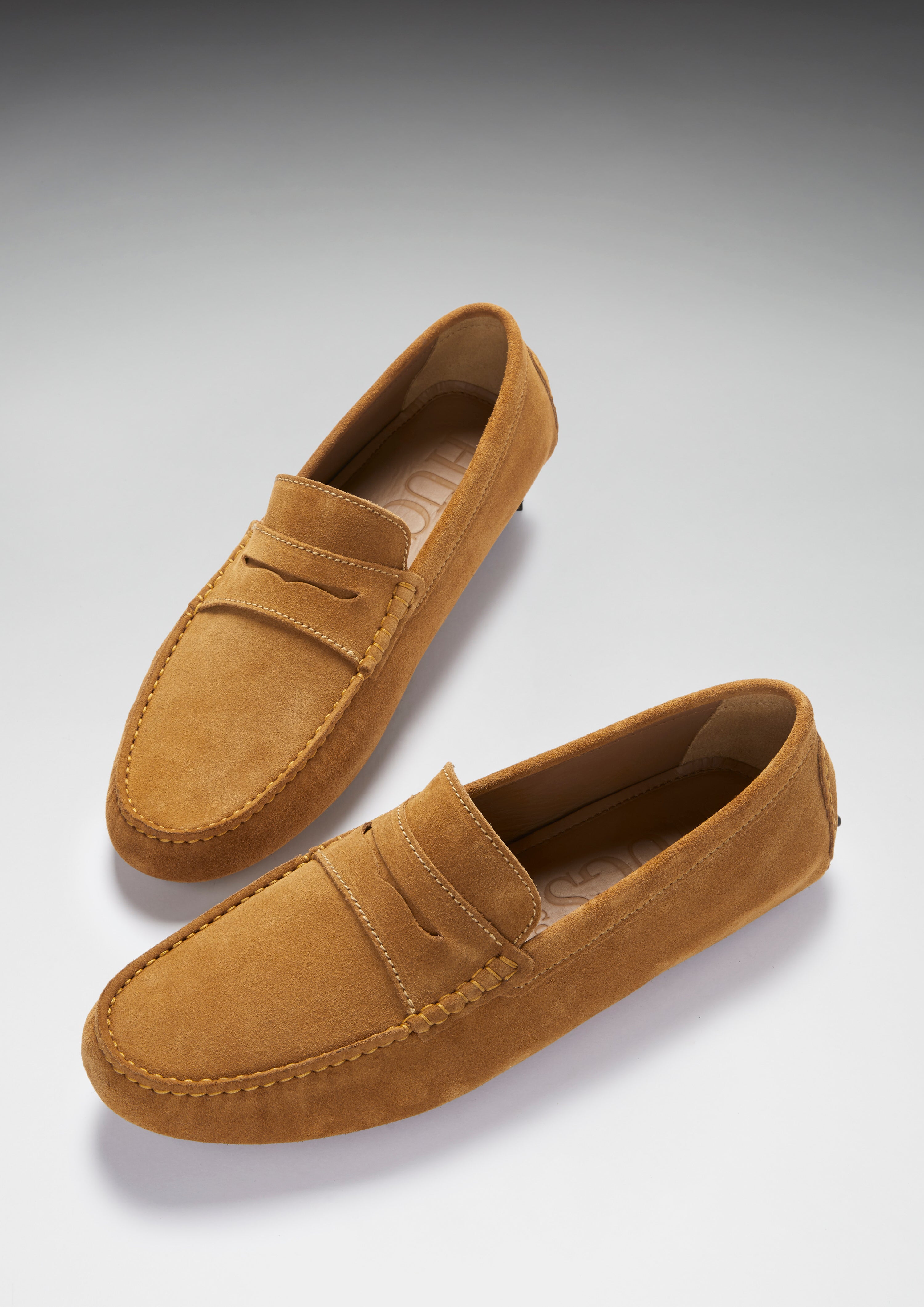 Hugs & Co Mens Penny Driving Loafers Tobacco Suede