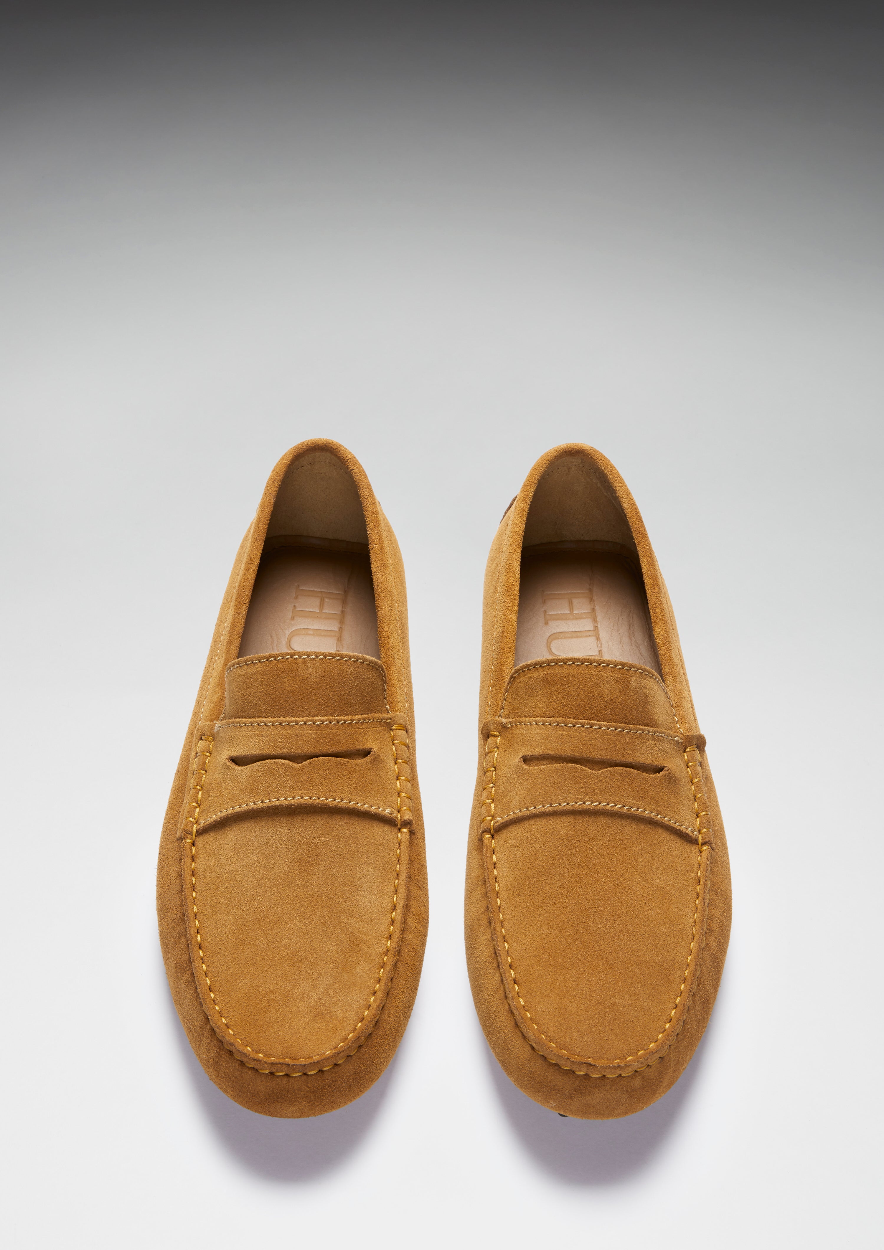Hugs & Co Mens Penny Driving Loafers Tobacco Suede