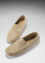 Hugs & Co Mens Penny Driving Loafers Taupe Suede