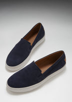 Hugs & Co Mens Slip-on Sneakers Navy Blue Suede