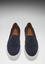 Hugs & Co Mens Slip-on Sneakers Navy Blue Suede