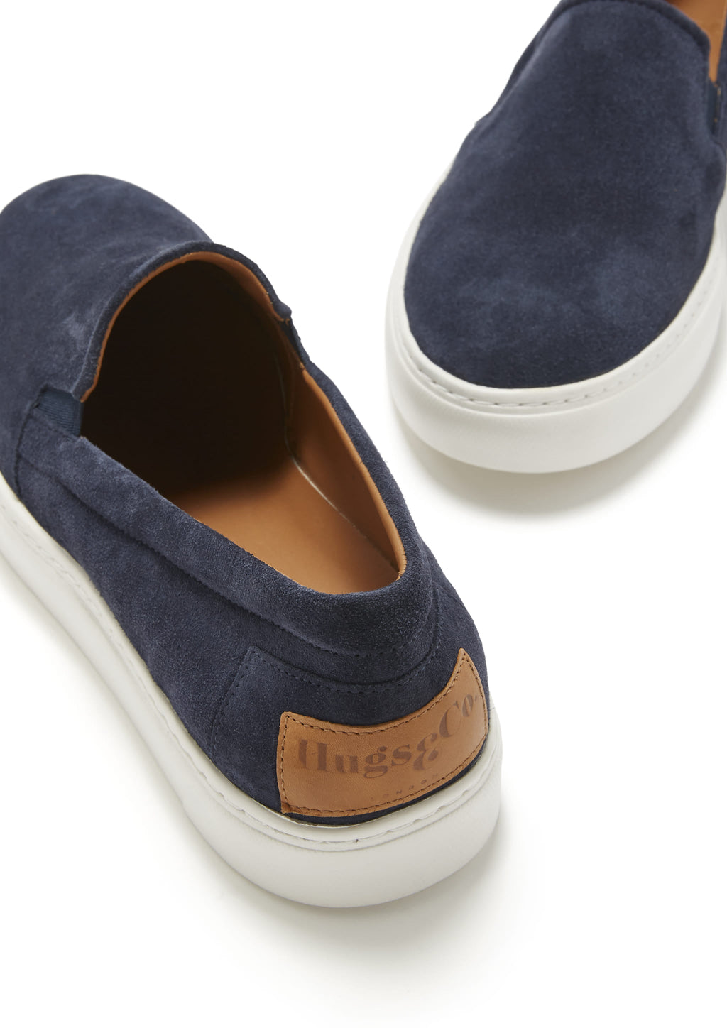 Hugs & Co Mens Slip-on Sneakers Navy Blue Suede