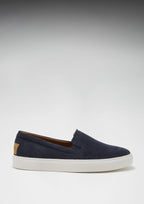 Hugs & Co Mens Slip-on Sneakers Navy Blue Suede