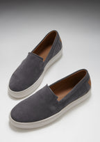 Hugs & Co Mens Slip-on Sneakers Slate Grey Suede