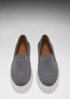 Hugs & Co Mens Slip-on Sneakers Slate Grey Suede