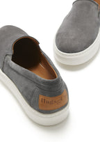 Hugs & Co Mens Slip-on Sneakers Slate Grey Suede