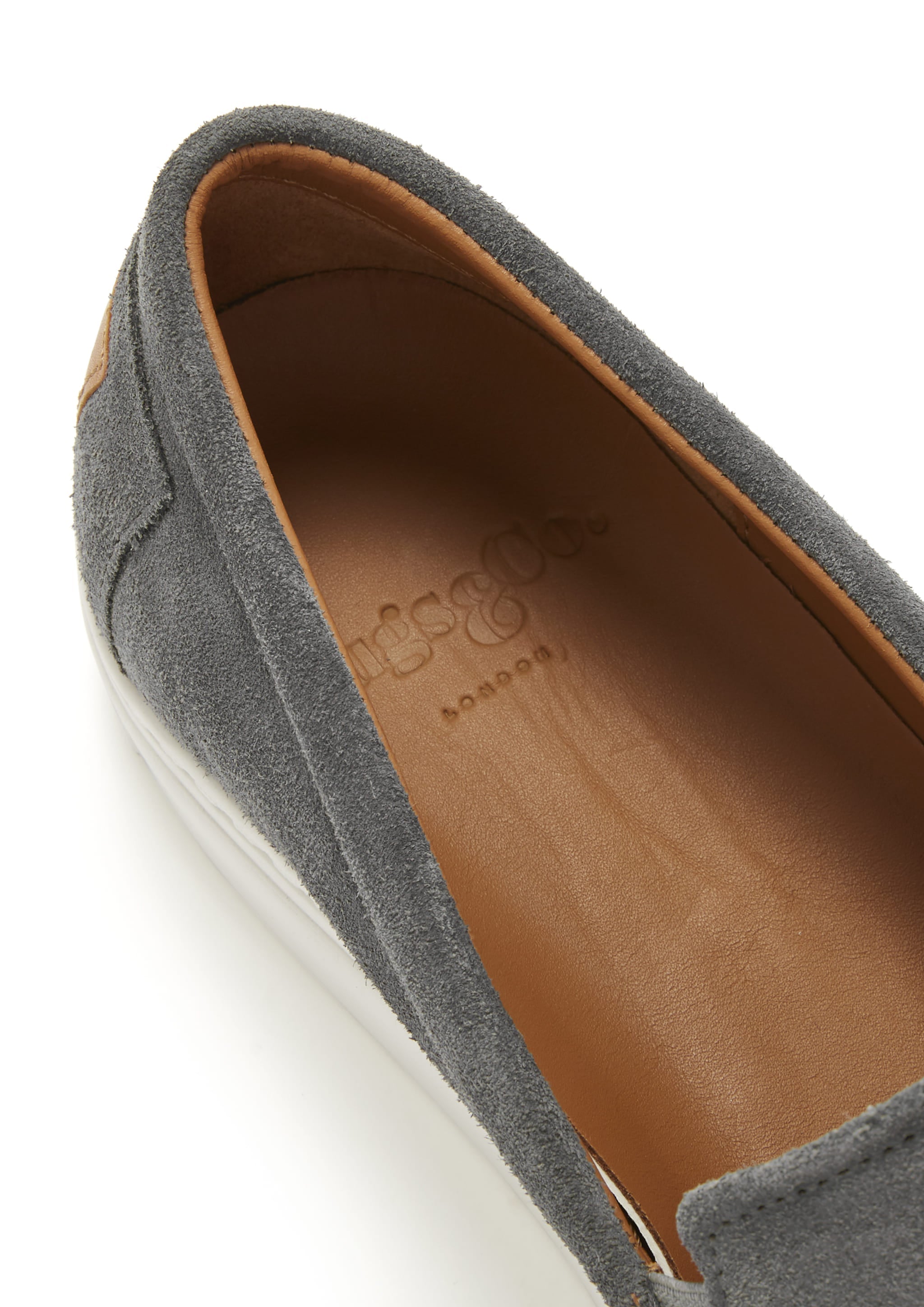 Hugs & Co Mens Slip-on Sneakers Slate Grey Suede