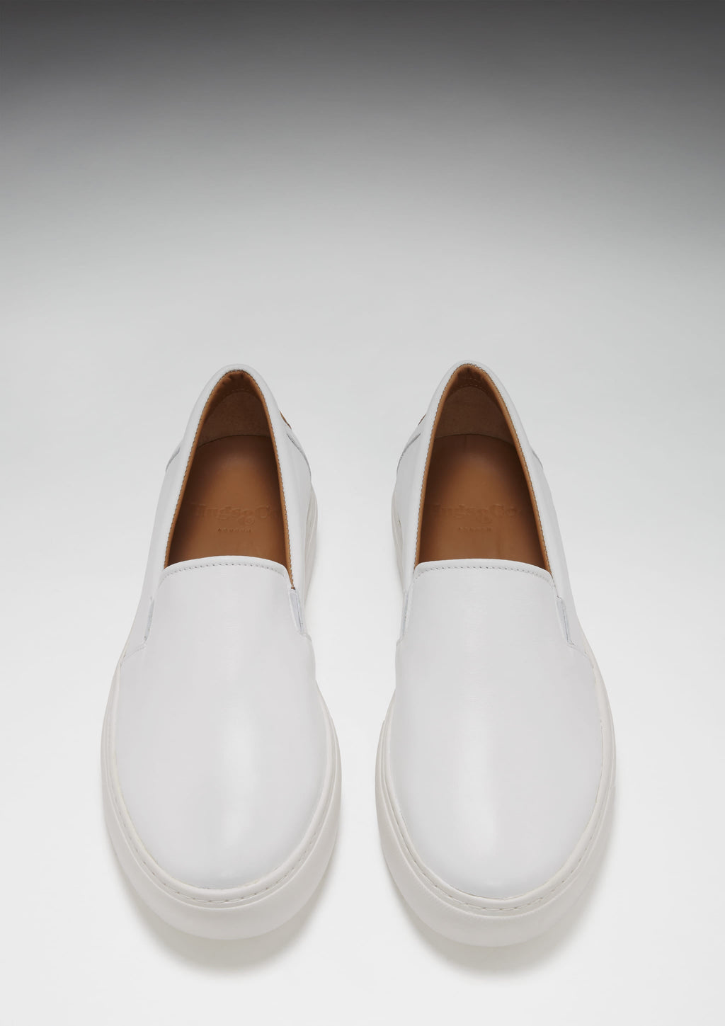 Hugs & Co Mens Slip-on Sneakers White Leather