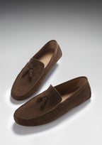 Hugs & Co Mens Tasselled Driving Loafers Brown Suede