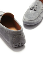 Hugs & Co Mens Tasselled Driving Loafers Slate Grey Suede