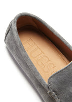 Hugs & Co Mens Tasselled Driving Loafers Slate Grey Suede