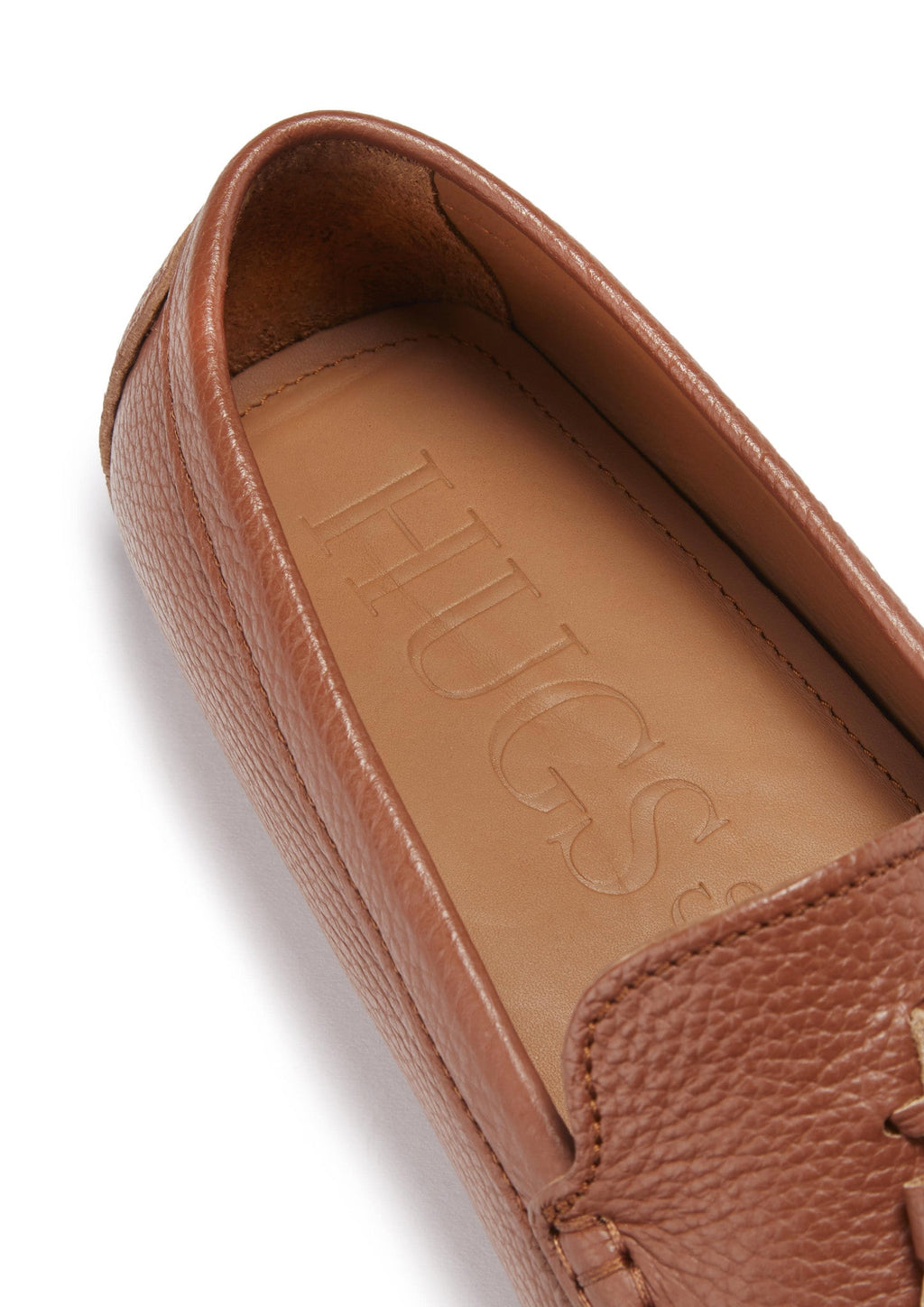Hugs & Co Mens Tasselled Driving Loafers Tan Grain Leather