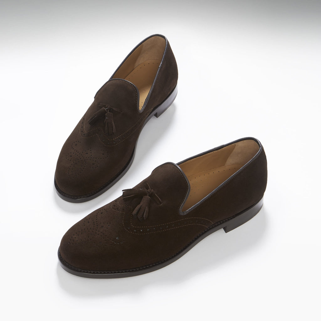 Hugs & Co Mens Brown Suede Tasselled Brogues Welted Leather Sole