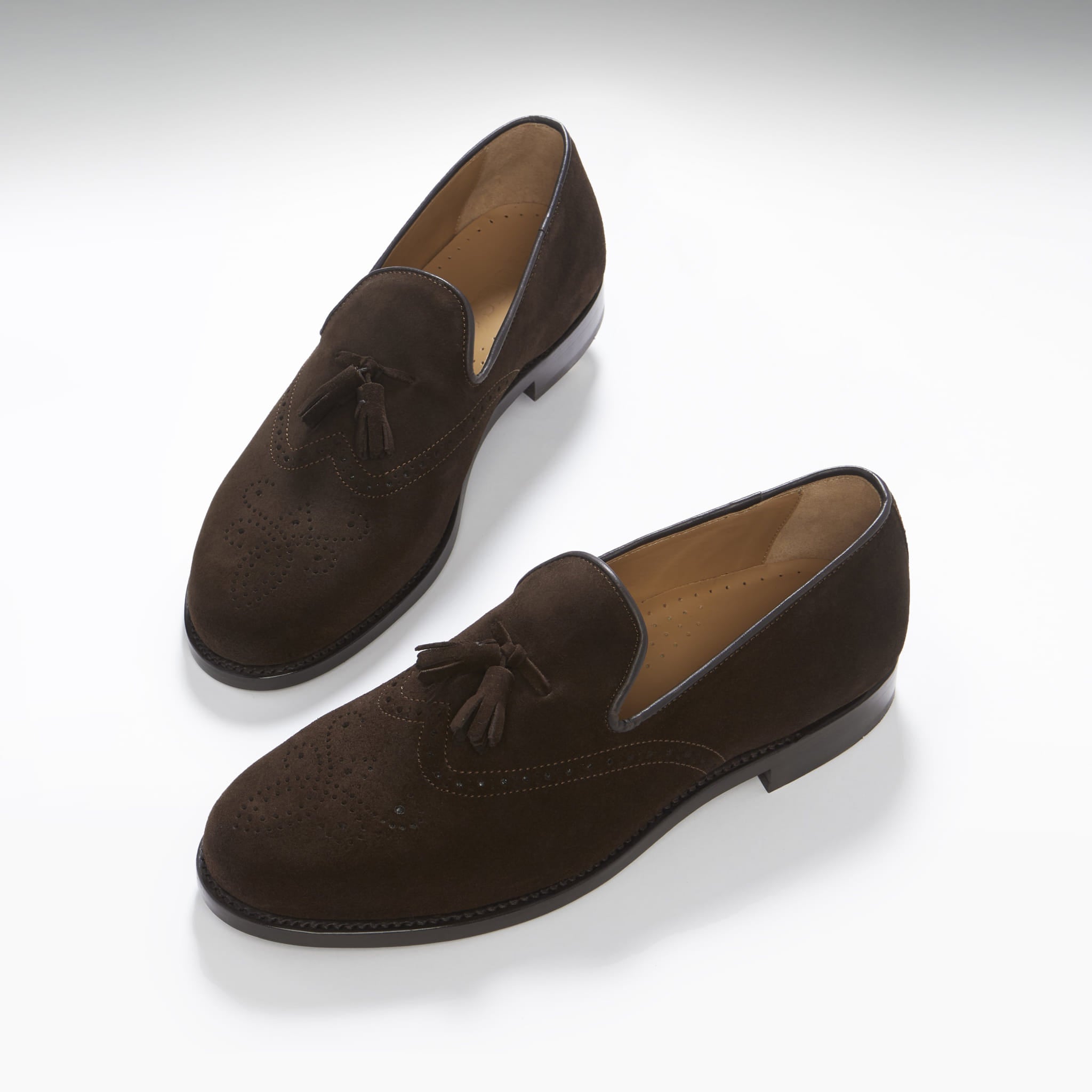 Hugs & Co Mens Brown Suede Tasselled Brogues Welted Leather Sole