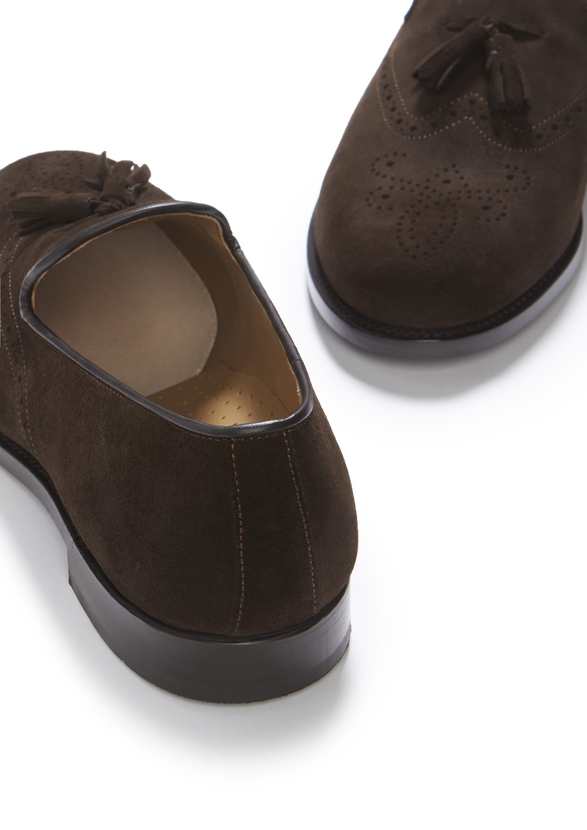 Hugs & Co Mens Brown Suede Tasselled Brogues Welted Leather Sole