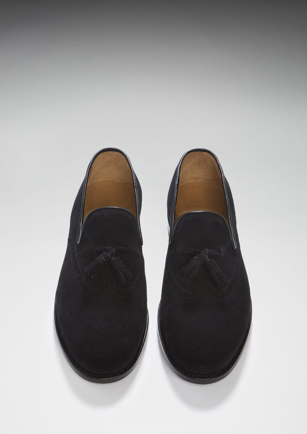 Hugs & Co Mens Black Suede Tasselled Brogues Welted Leather Sole