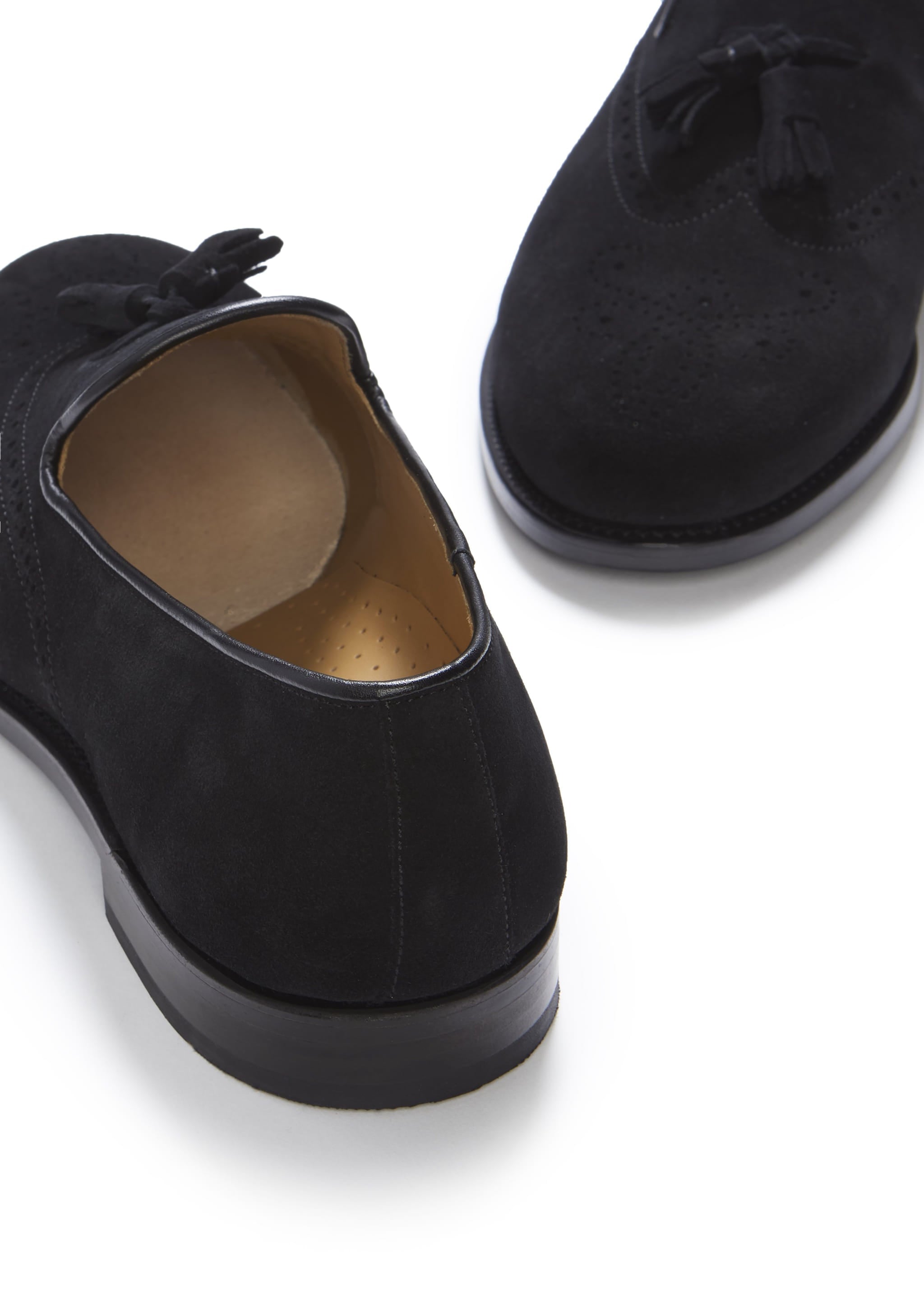 Hugs & Co Mens Black Suede Tasselled Brogues Welted Leather Sole