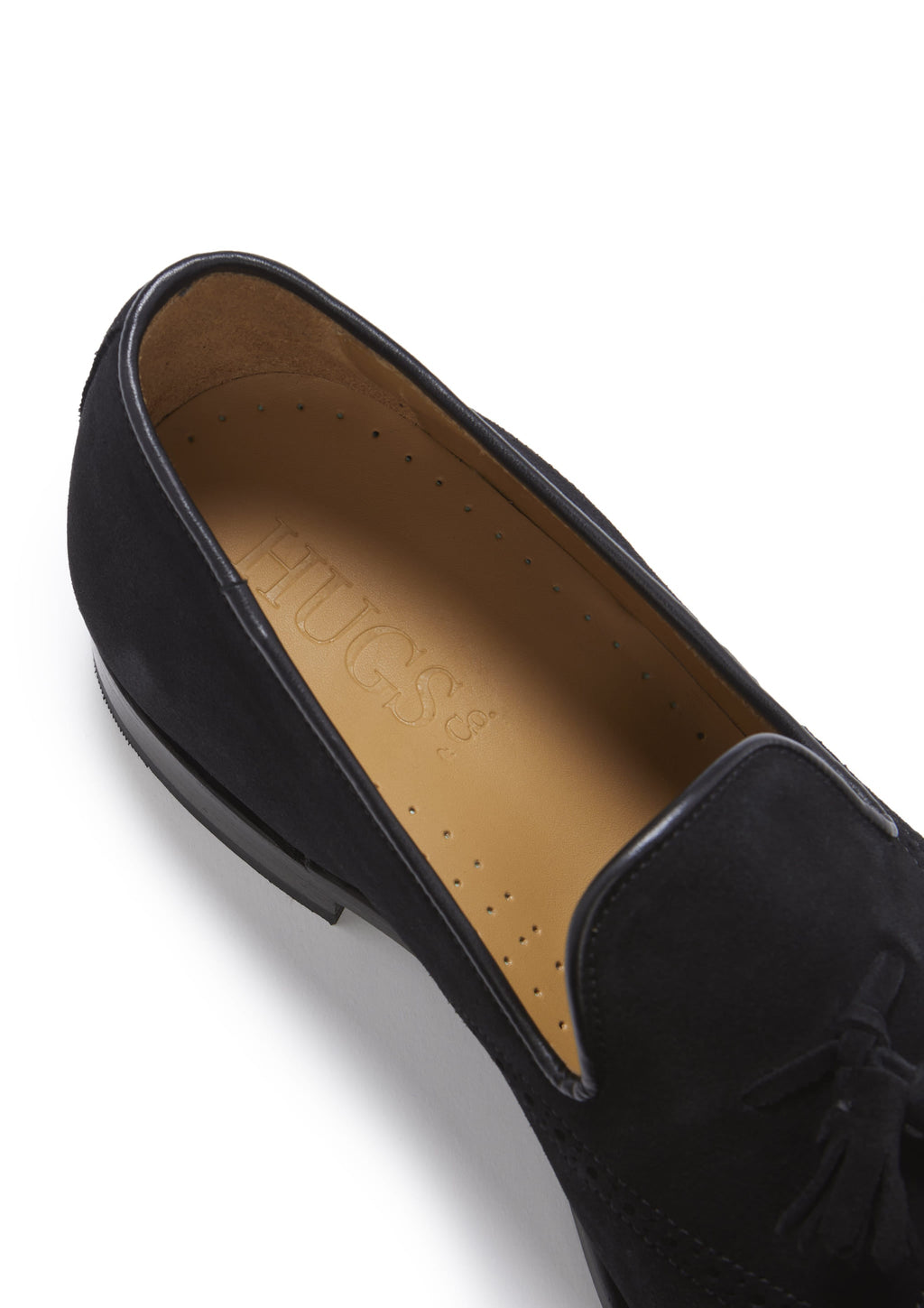 Hugs & Co Mens Black Suede Tasselled Brogues Welted Leather Sole