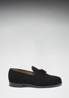 Hugs & Co Mens Black Suede Tasselled Brogues Welted Leather Sole