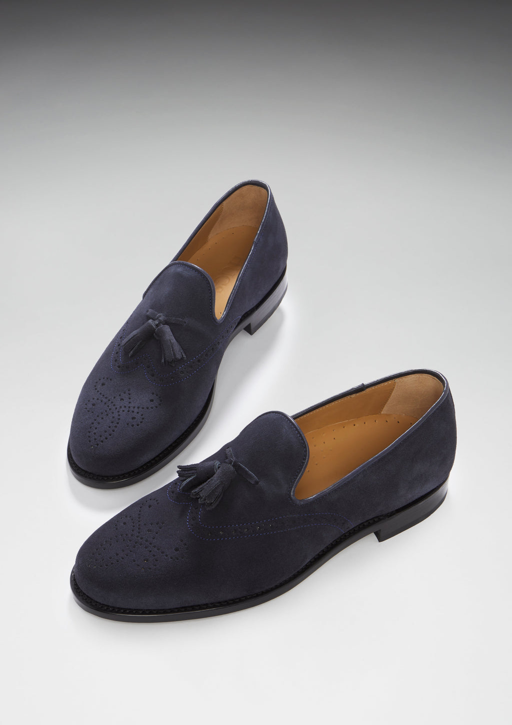 Hugs & Co Mens Navy Blue Suede Tasselled Brogues Welted Leather Sole