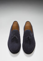 Hugs & Co Mens Navy Blue Suede Tasselled Brogues Welted Leather Sole