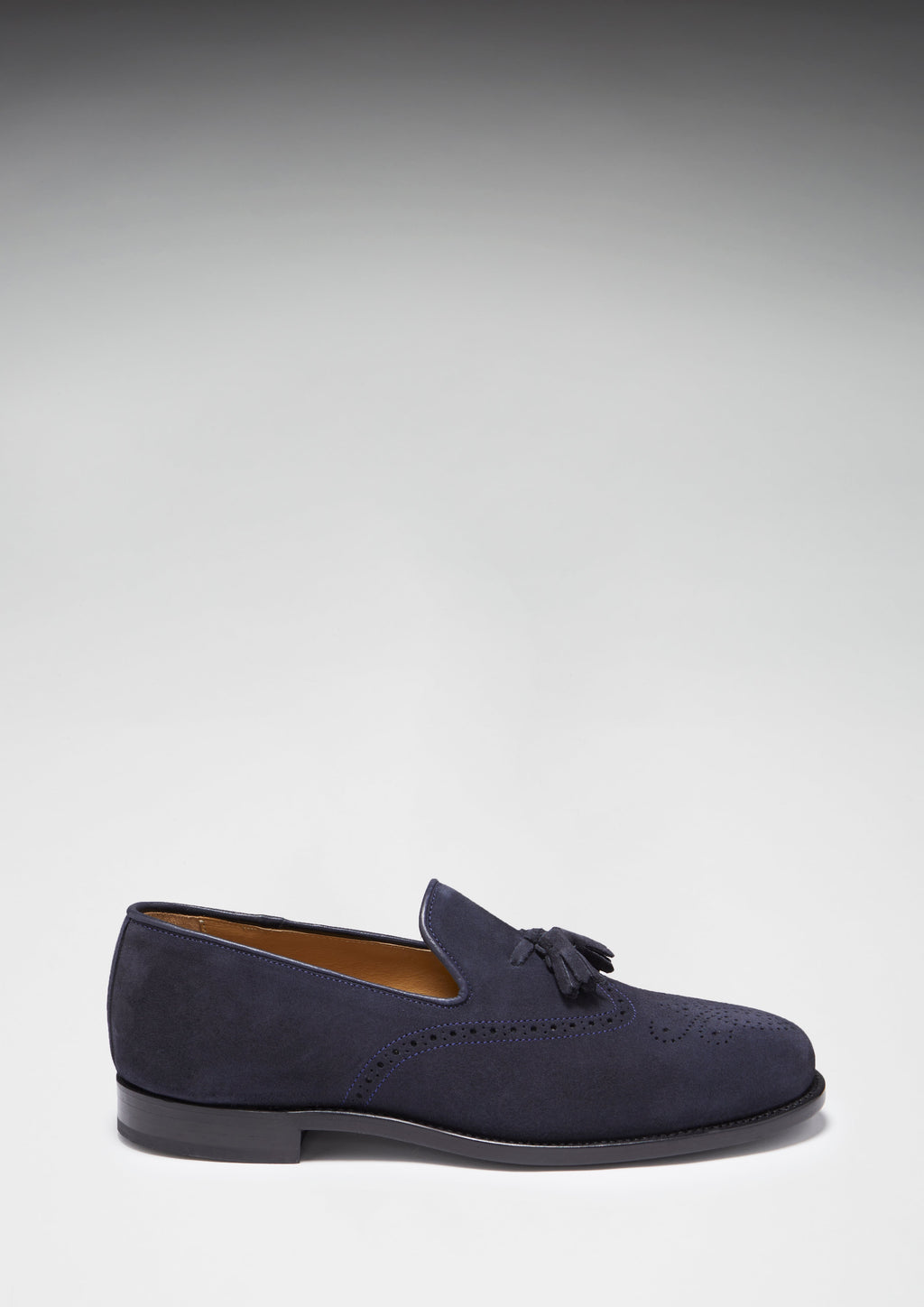 Hugs & Co Mens Navy Blue Suede Tasselled Brogues Welted Leather Sole
