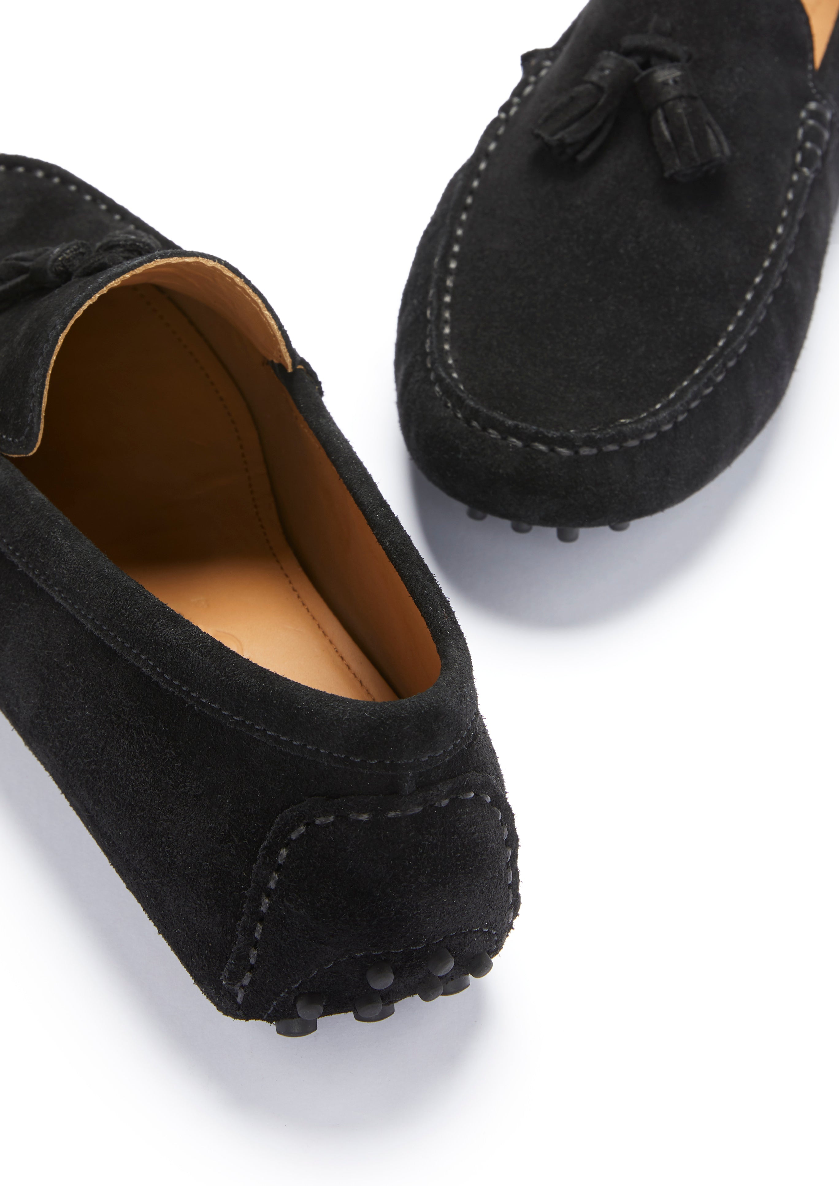 Hugs & Co Mens Tasselled Driving Loafers Black Suede