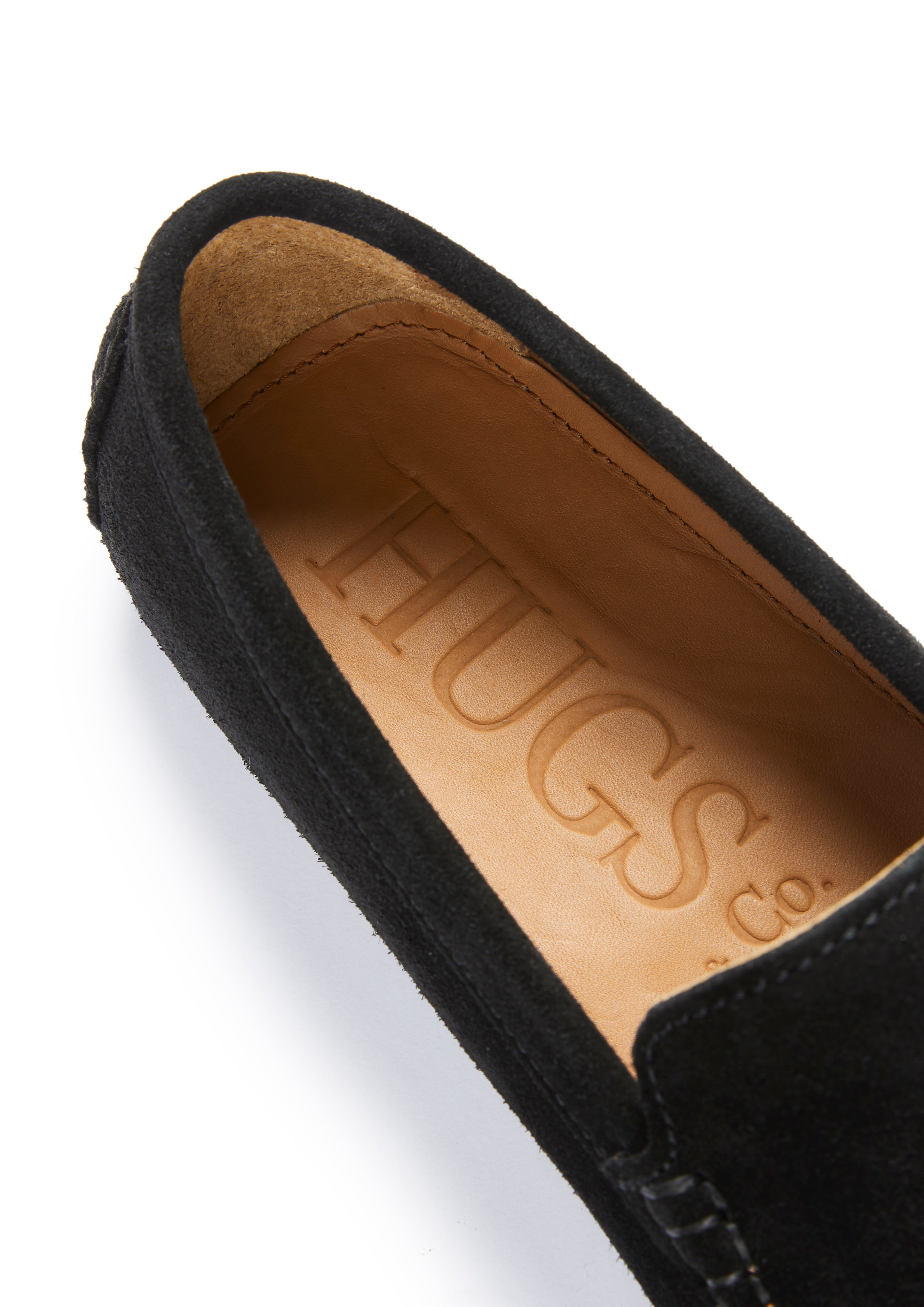 Hugs & Co Mens Tasselled Driving Loafers Black Suede
