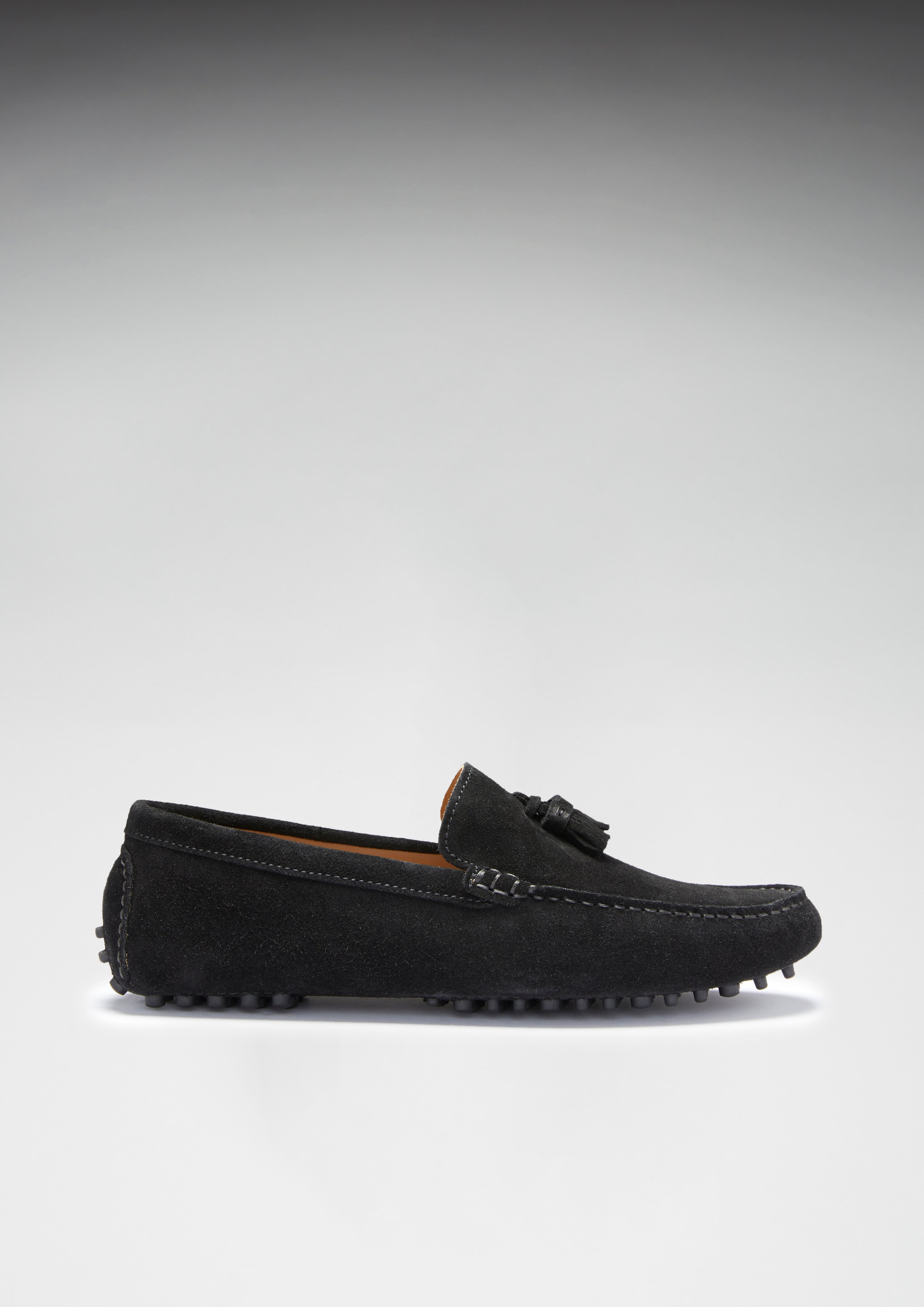 Hugs & Co Mens Tasselled Driving Loafers Black Suede