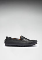 Hugs & Co Mens Tyre Sole Penny Driving Loafers Black Leather