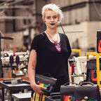 Zatchels Pride Rainbow midi satchel model detail