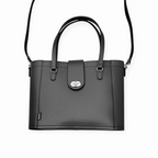 Zatchels Black leather mini shopper bag side view