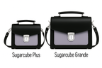 Zatchels Mocha Mauve Sugarcube handbag size guide view