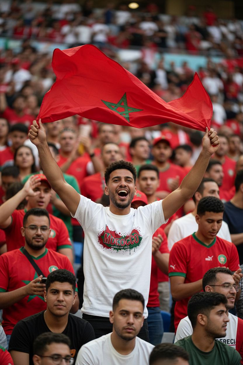 Morocco World Cup 2026 T-Shirt - Bold Graffiti Flag Design by StayClothed.com