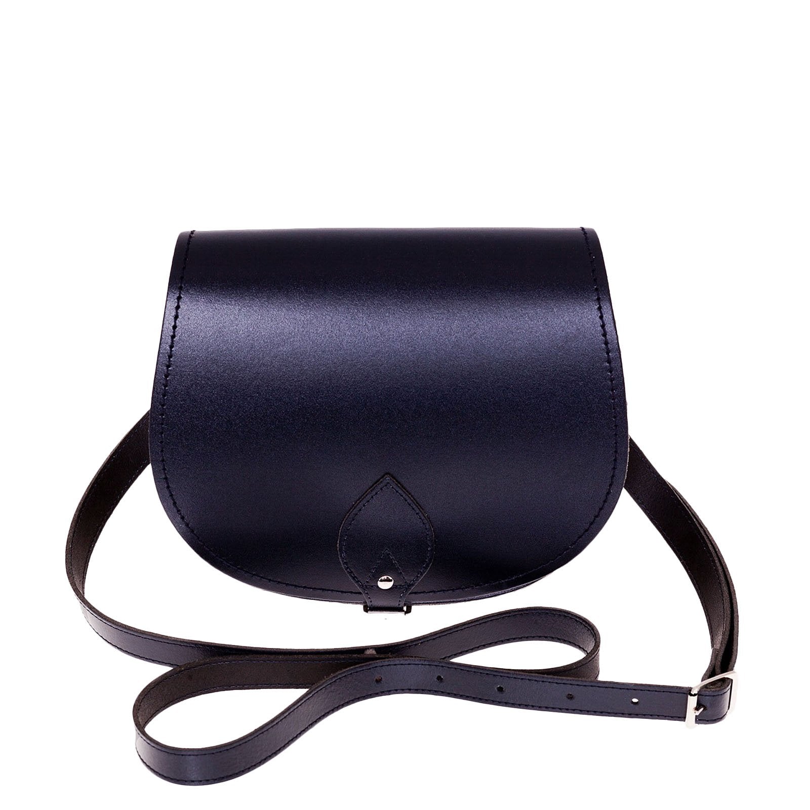 Zatchels Navy Handmade Leather Saddle Bag