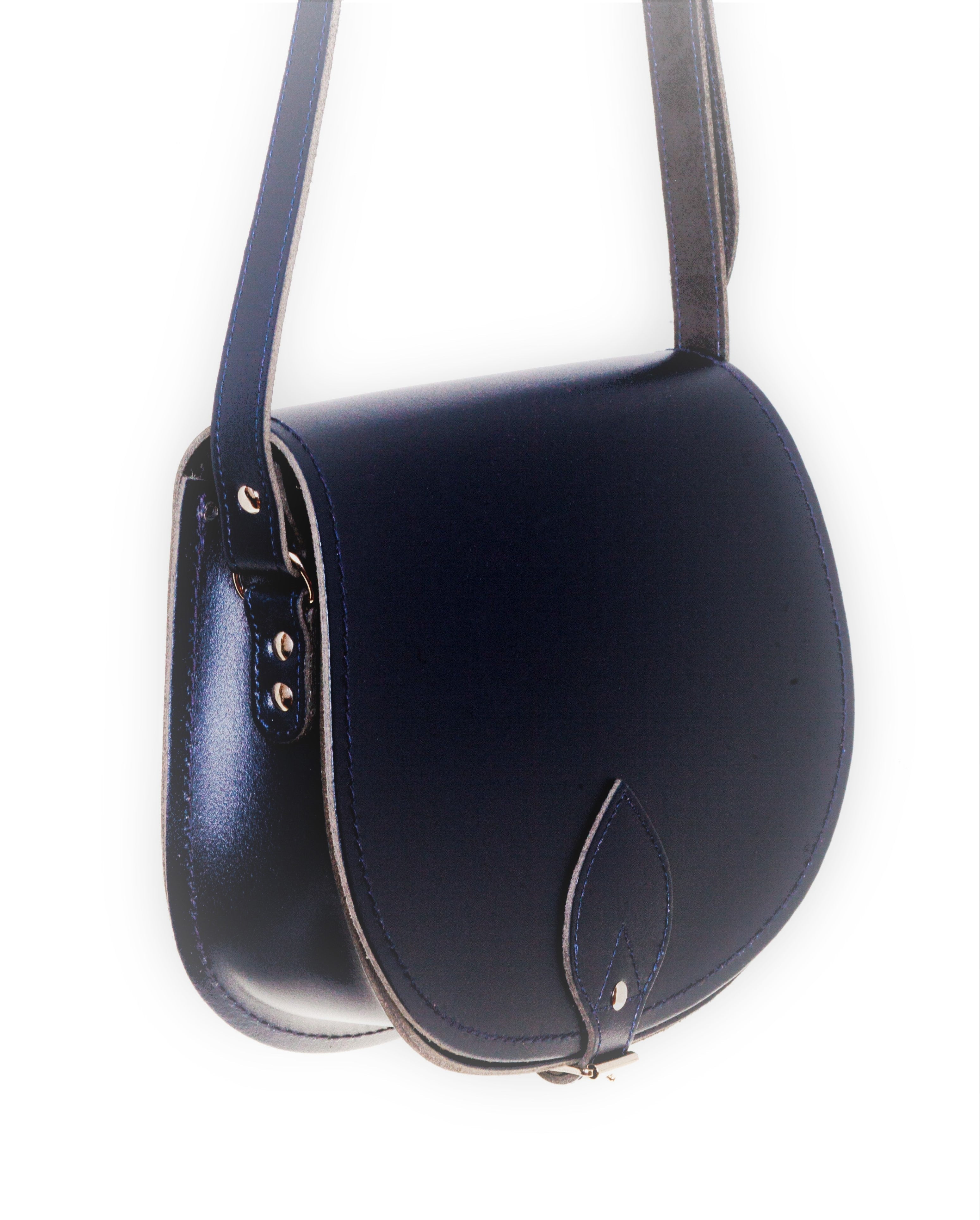 Zatchels Navy Handmade Leather Saddle Bag