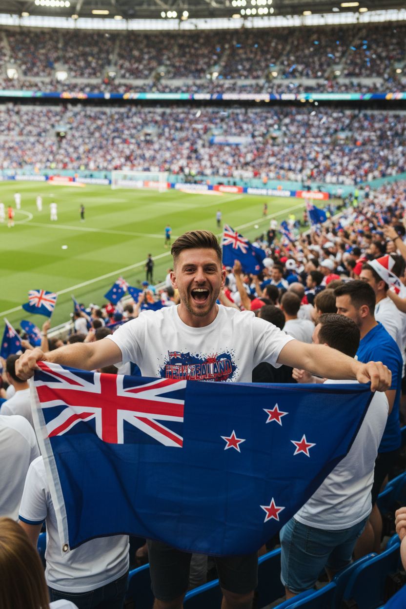 New Zealand World Cup 2026 T-Shirt - Bold Graffiti Flag Design by StayClothed.com