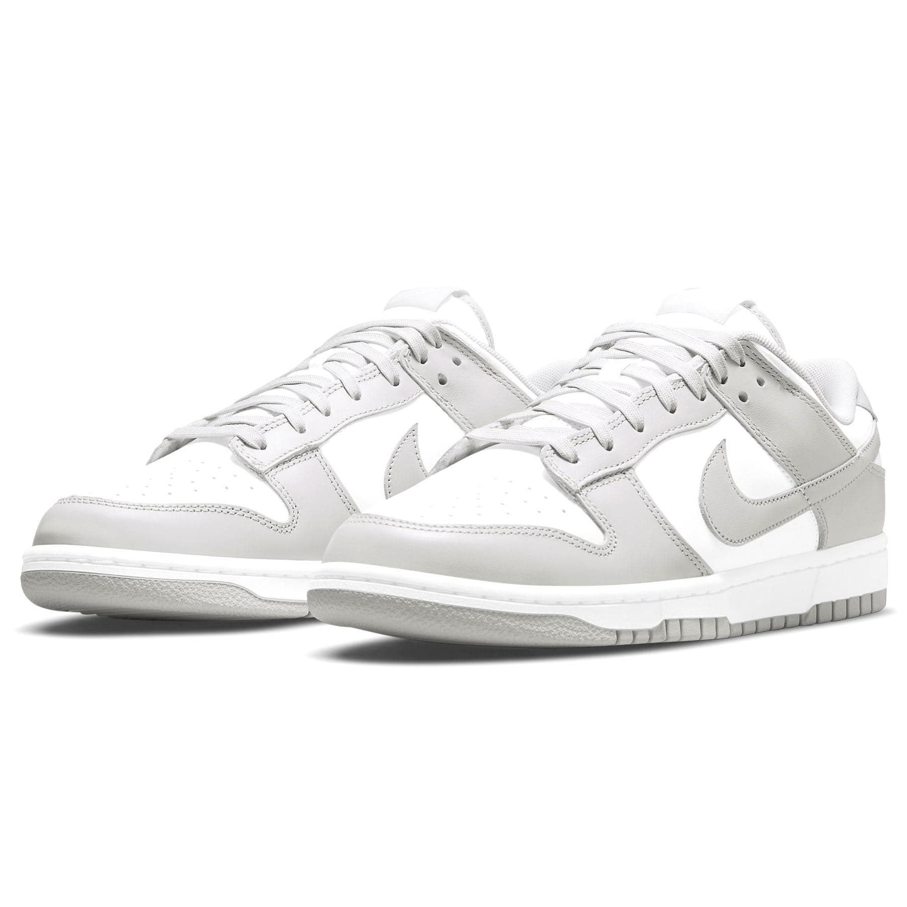 Nike Dunk Low Grey Fog trainers alternate side view showing grey overlays