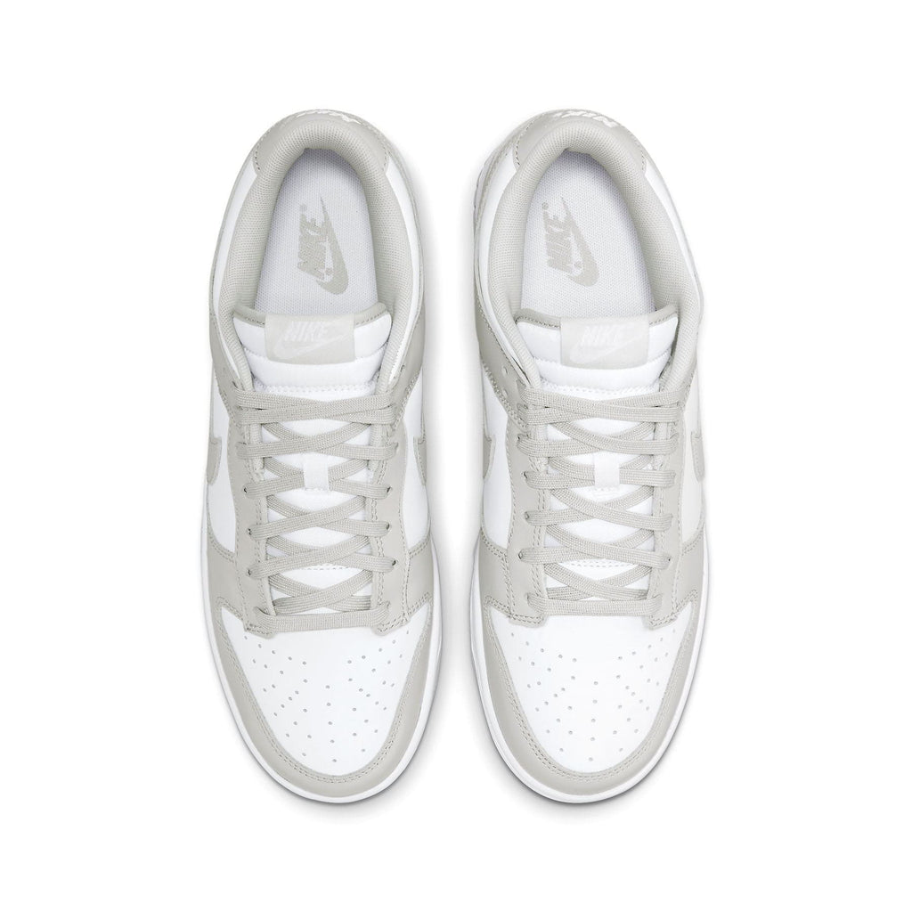 Nike Dunk Low Grey Fog trainers top view showing laces and toe box