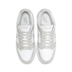 Nike Dunk Low Grey Fog trainers top view showing laces and toe box