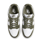 Nike Dunk Low Womens Medium Olive trainers top view showing laces