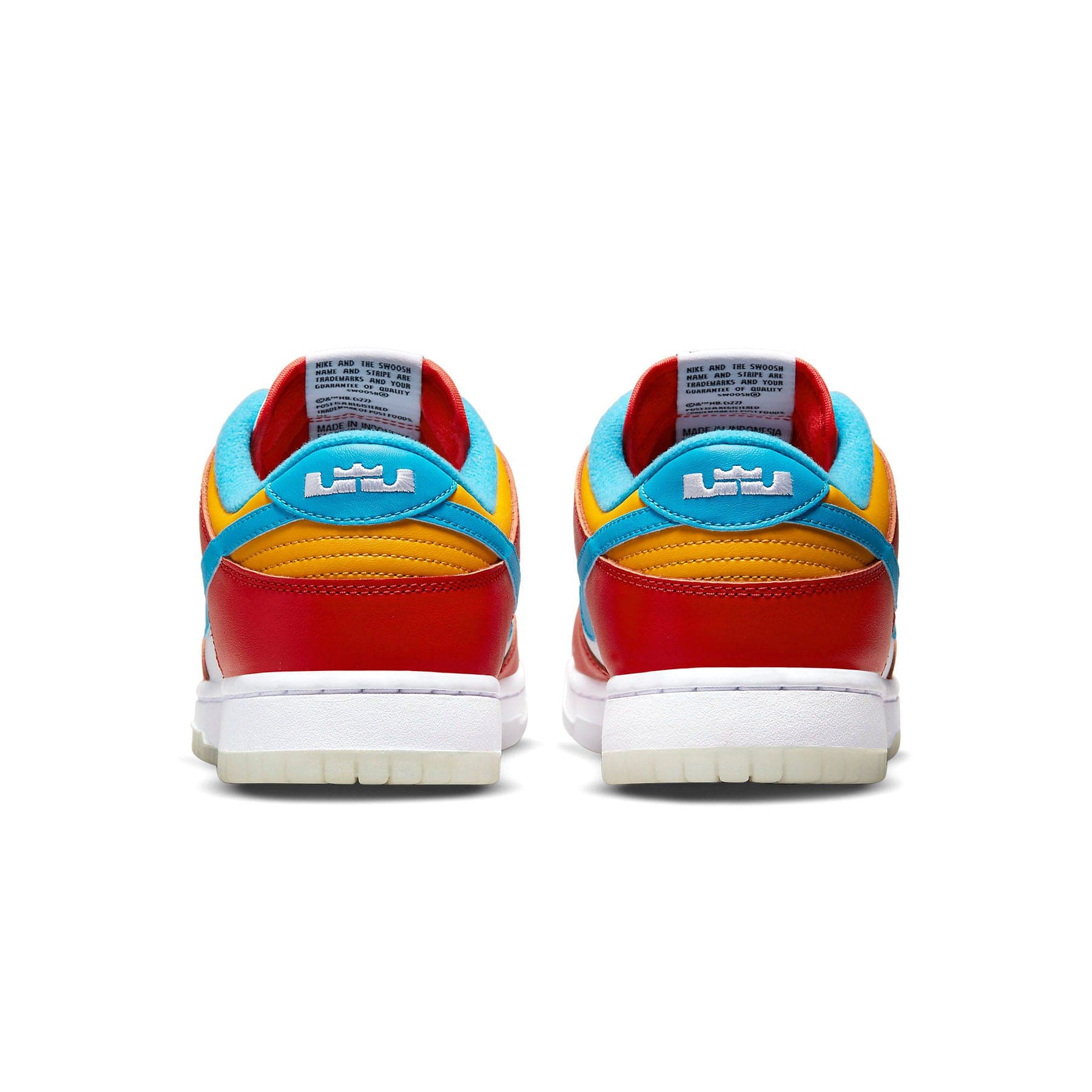 Nike Dunk Low QS LeBron James Fruity Pebbles trainers heel view