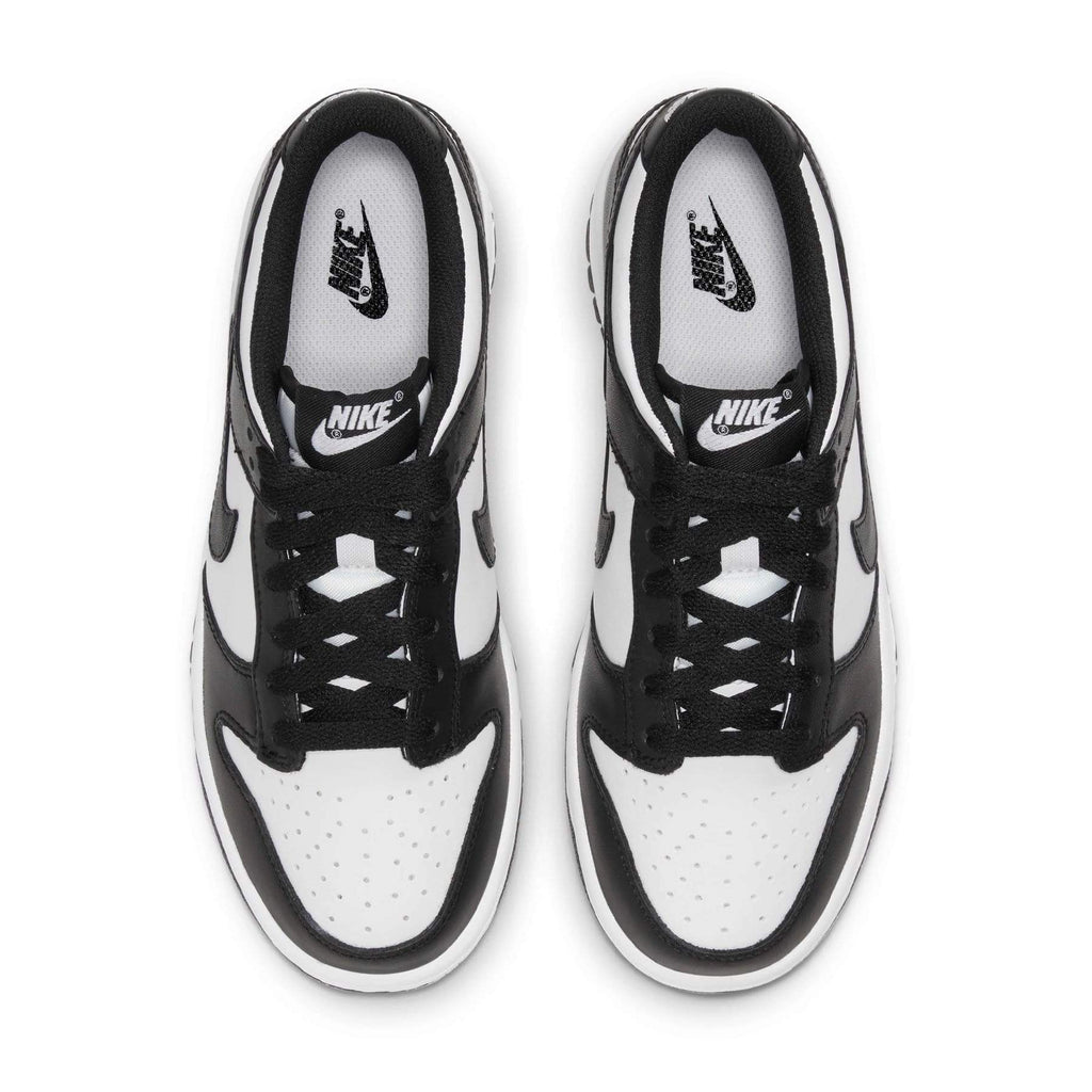 Nike Dunk Low GS Black White trainers top view showing laces