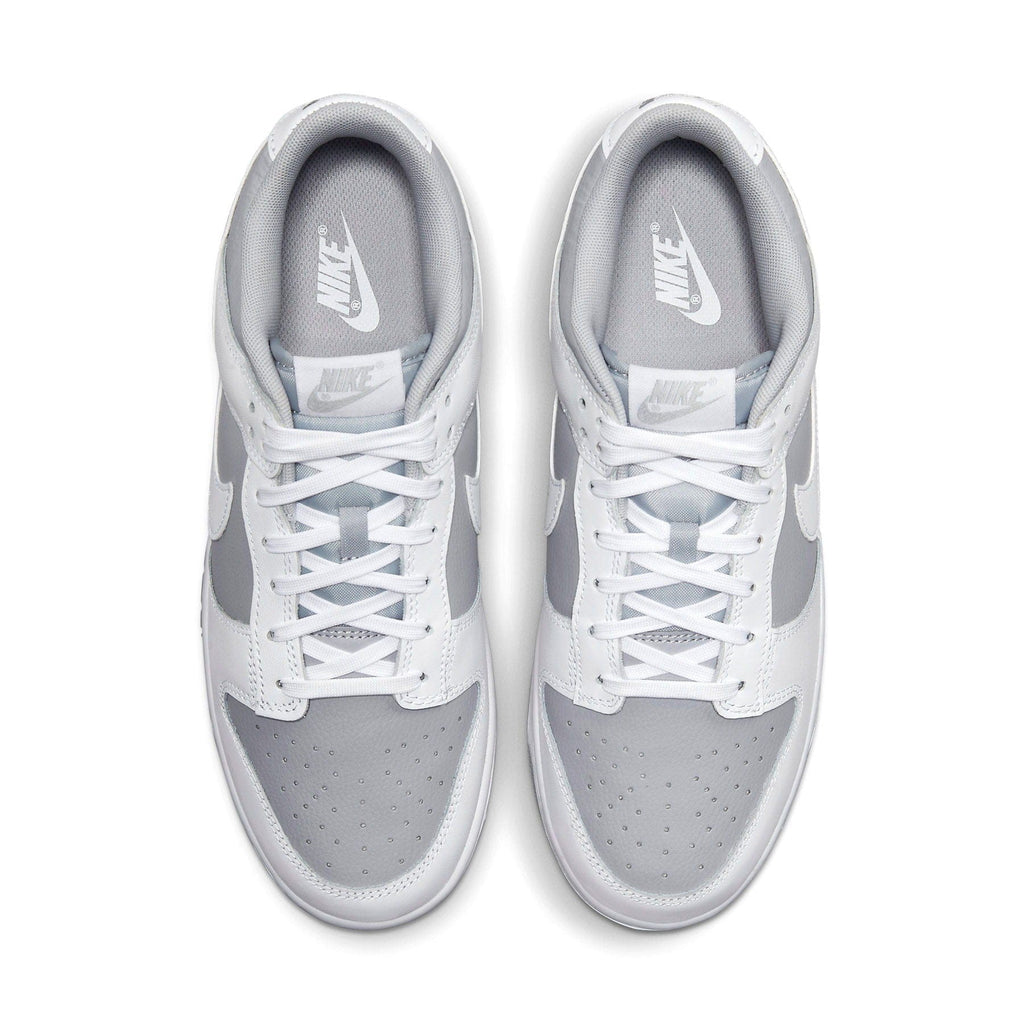 Nike Dunk Low White Neutral Grey trainers top view showing laces