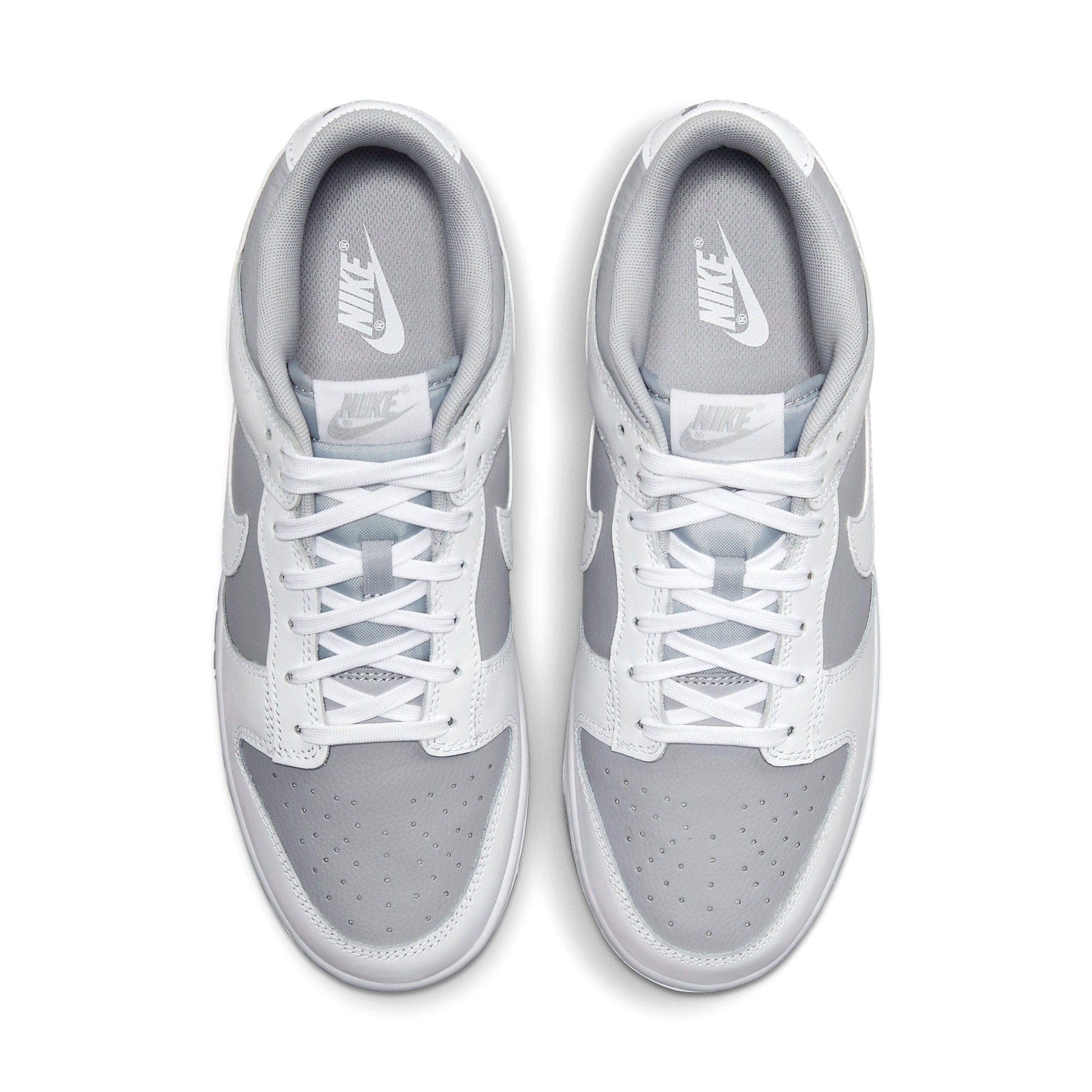 Nike Dunk Low White Neutral Grey trainers top view showing laces