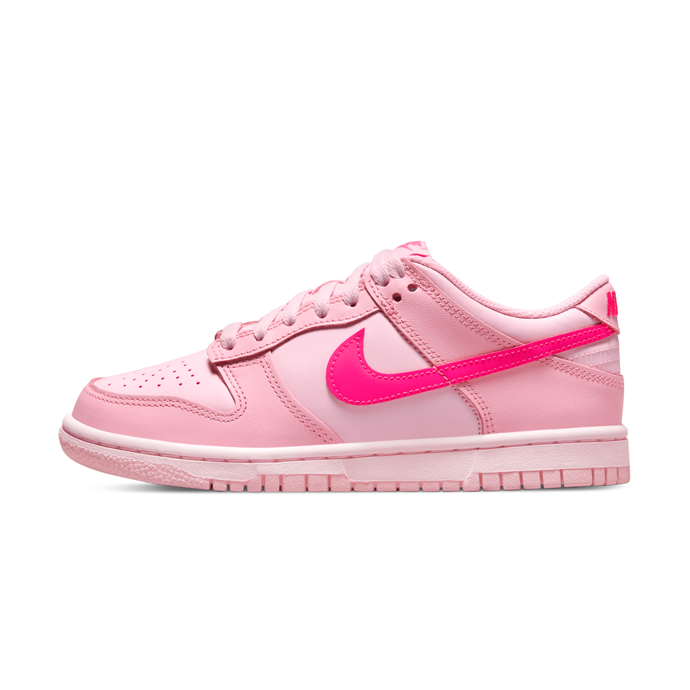 Nike Dunk Low GS Triple Pink trainers main side profile