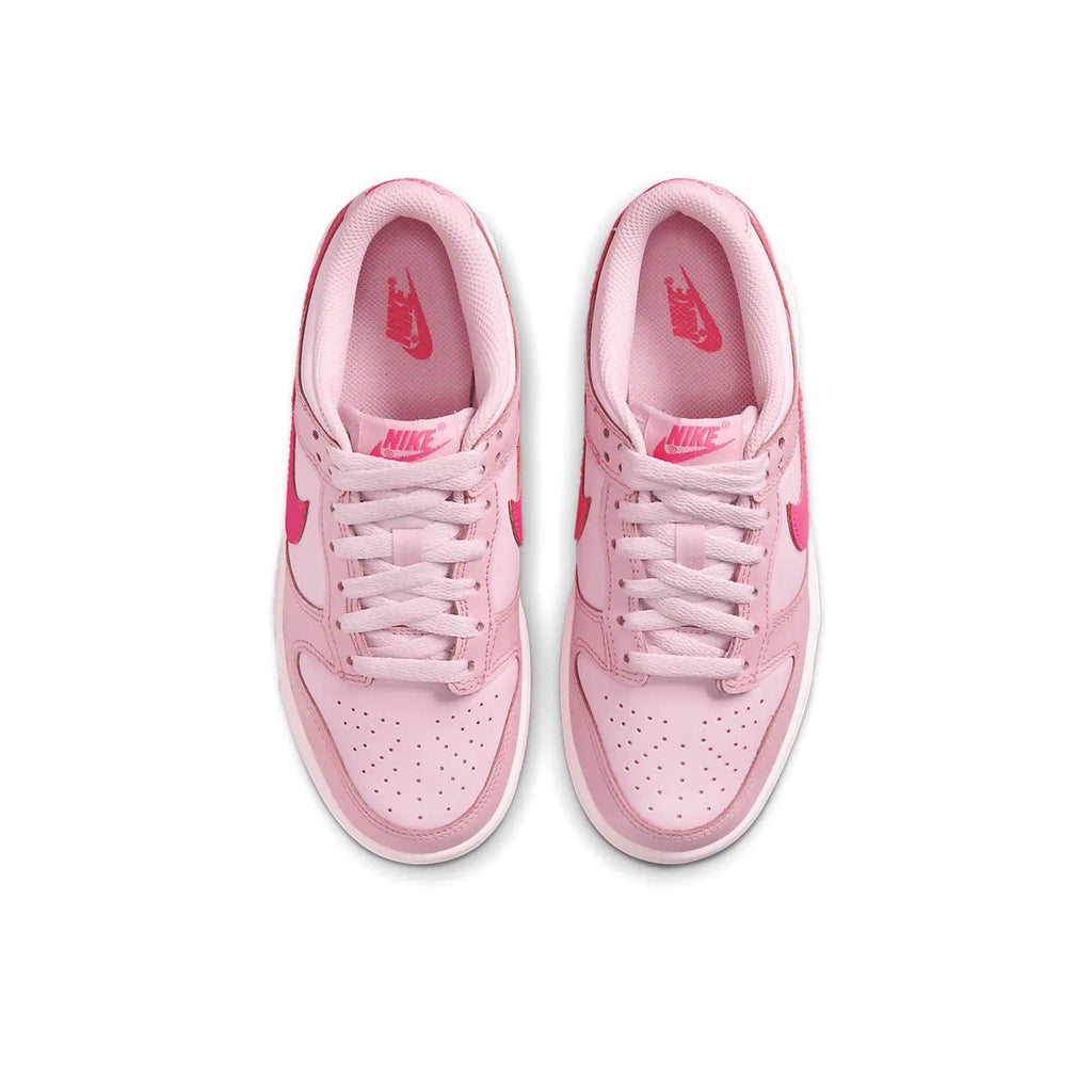 Nike Dunk Low GS Triple Pink trainers top view showing laces