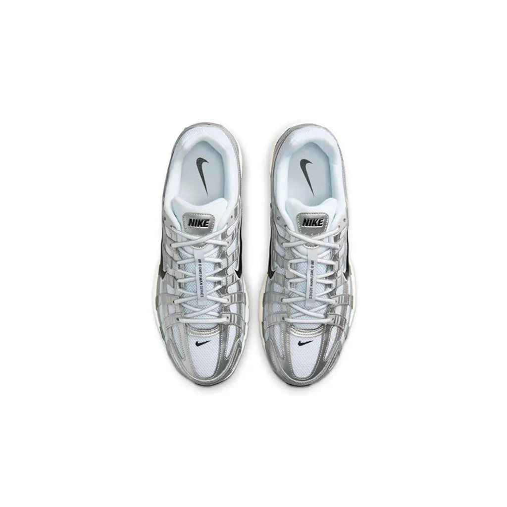 Nike P-6000 White Metallic Silver Black Trainers