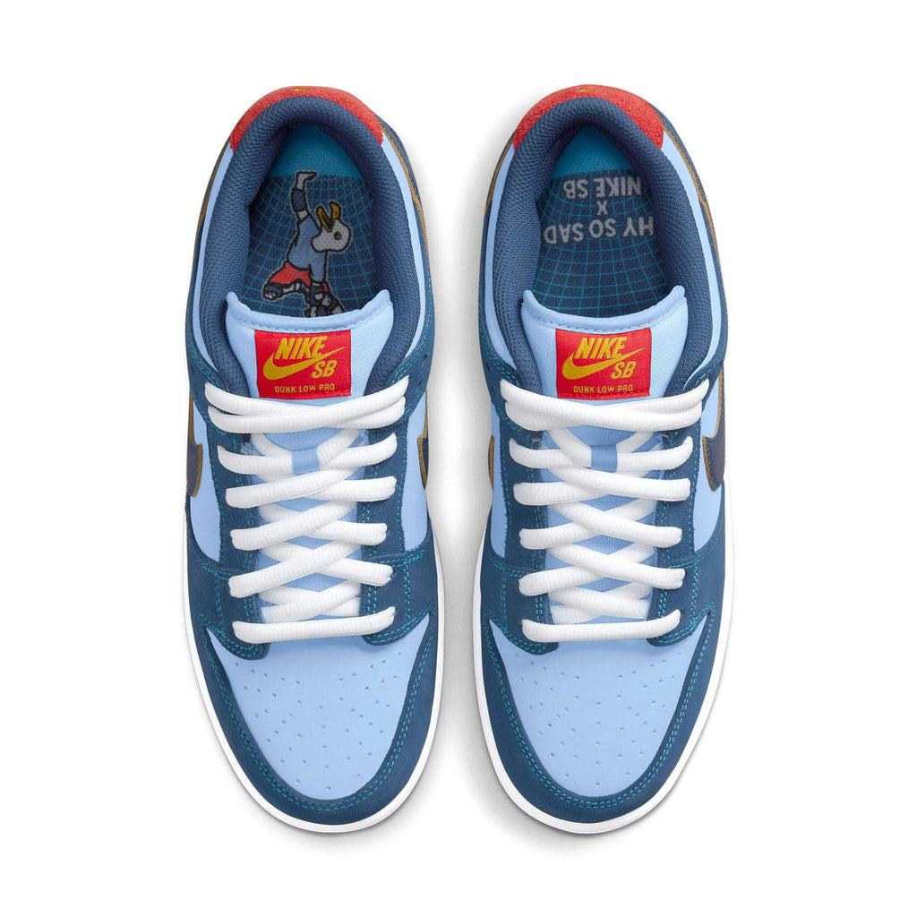 Why So Sad x Nike SB Dunk Low Predatory Bird trainers top view showing laces